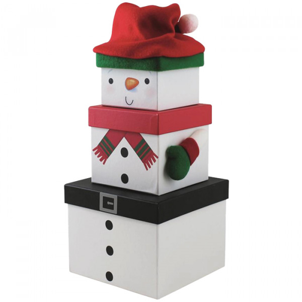 Snowman character Christmas Stack Gift Boxes for holding Christmas